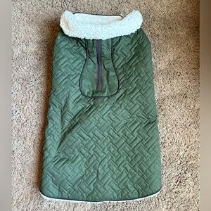 Green Quilted Sherpa Dog Coat